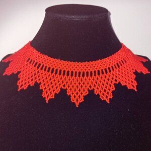 ❤️ [MADE TO ORDER] Boho Red Beaded Collar Necklace | Traditional Folk Seed Bead